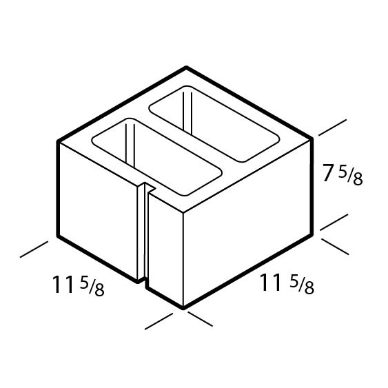 12" Three-Quarter Single Corner Block